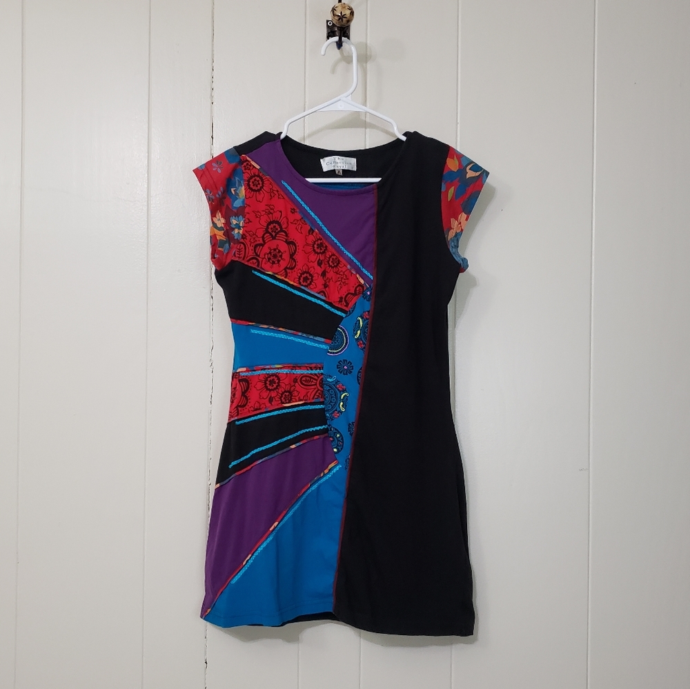 Bright Colorblock Patchwork Embroidered Boho Hipp… - image 2